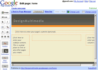 page creator google